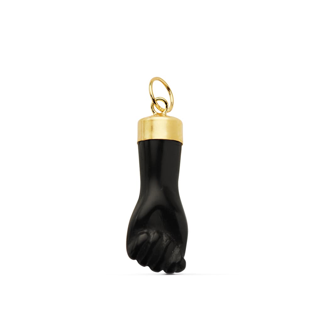 18K COLGANTE ORO AMARILLO HIGA MANO NEGRA 19X8 MM