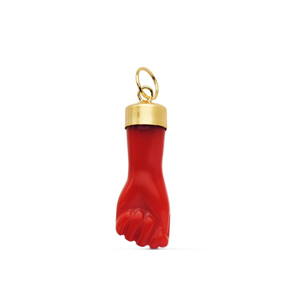 Colgante Higa Mano Roja 19 x 8 mm de oro amarillo 18K