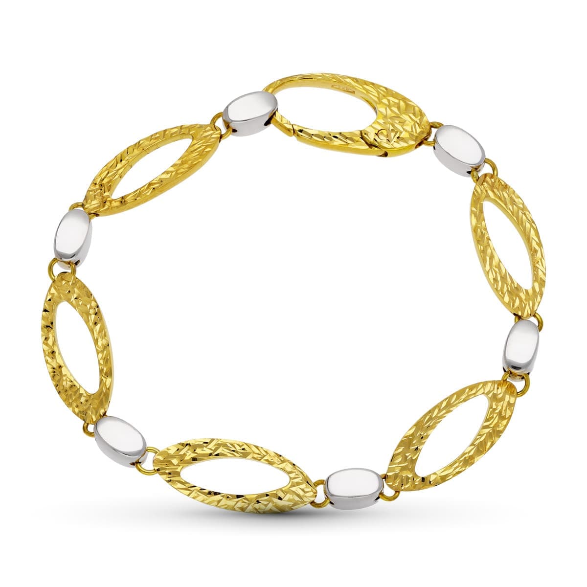Pulsera Bicolor Eslabones Huecos Longitud Total 19 cm 18K