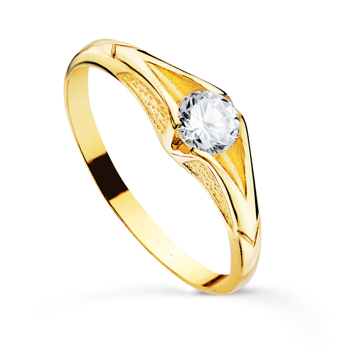 Solitario Cadete Circonita 4 mm sin Forrar de oro amarillo 18K