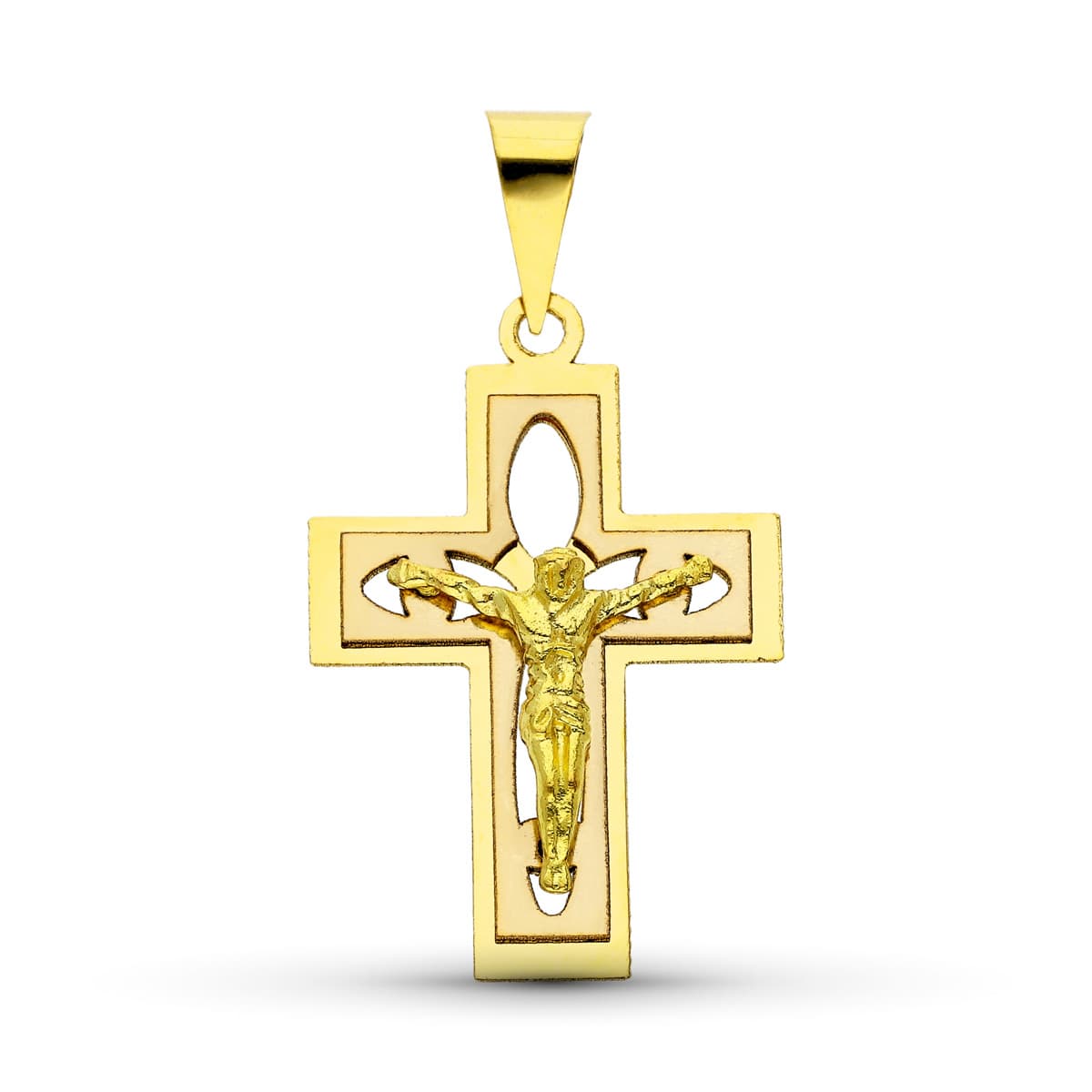 Cruz con Cristo Bicolor 27 x 18 mm 18K