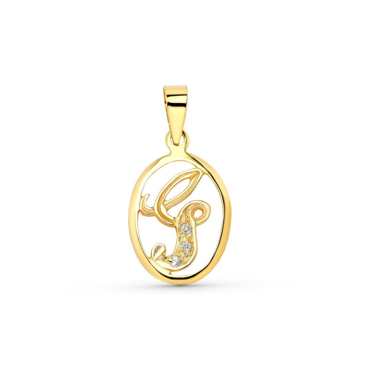 Colgante Letra G con Circonitas de oro amarillo 18K
