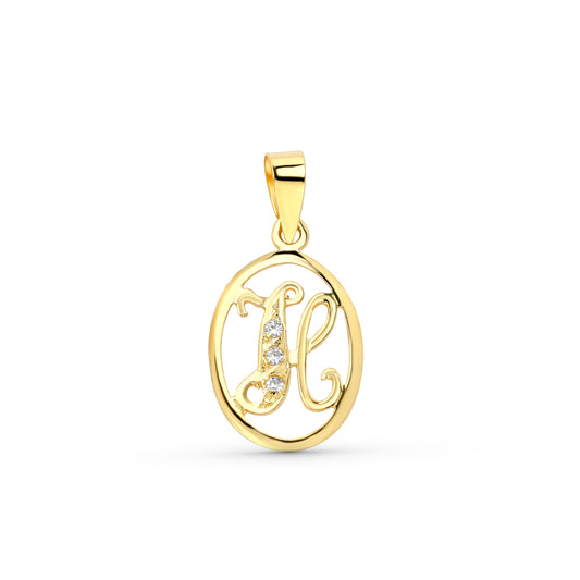 18K COLGANTE ORO AMARILLO LETRA H CON CIRCONITAS