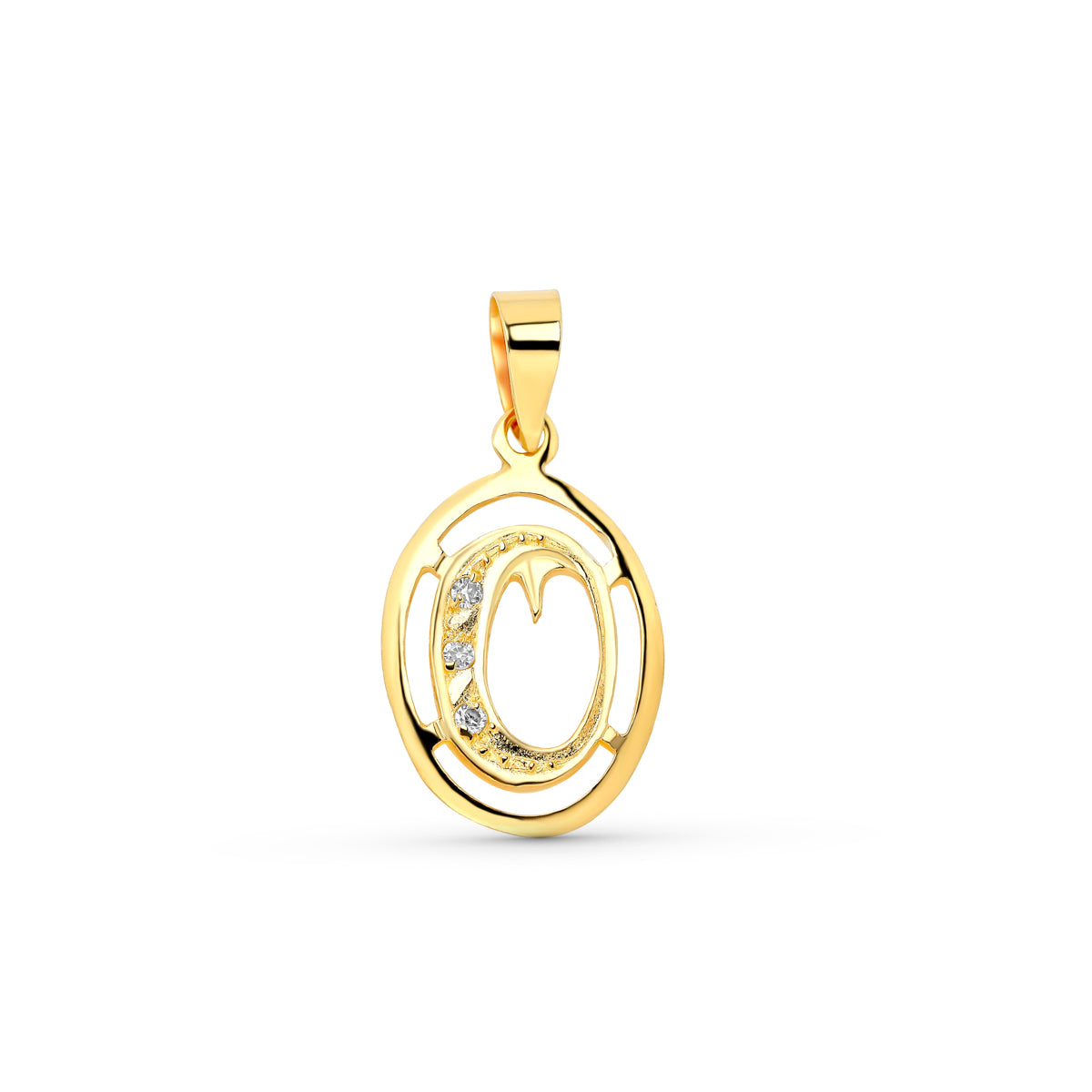 Colgante Letra O con Circonitas de oro amarillo 18K