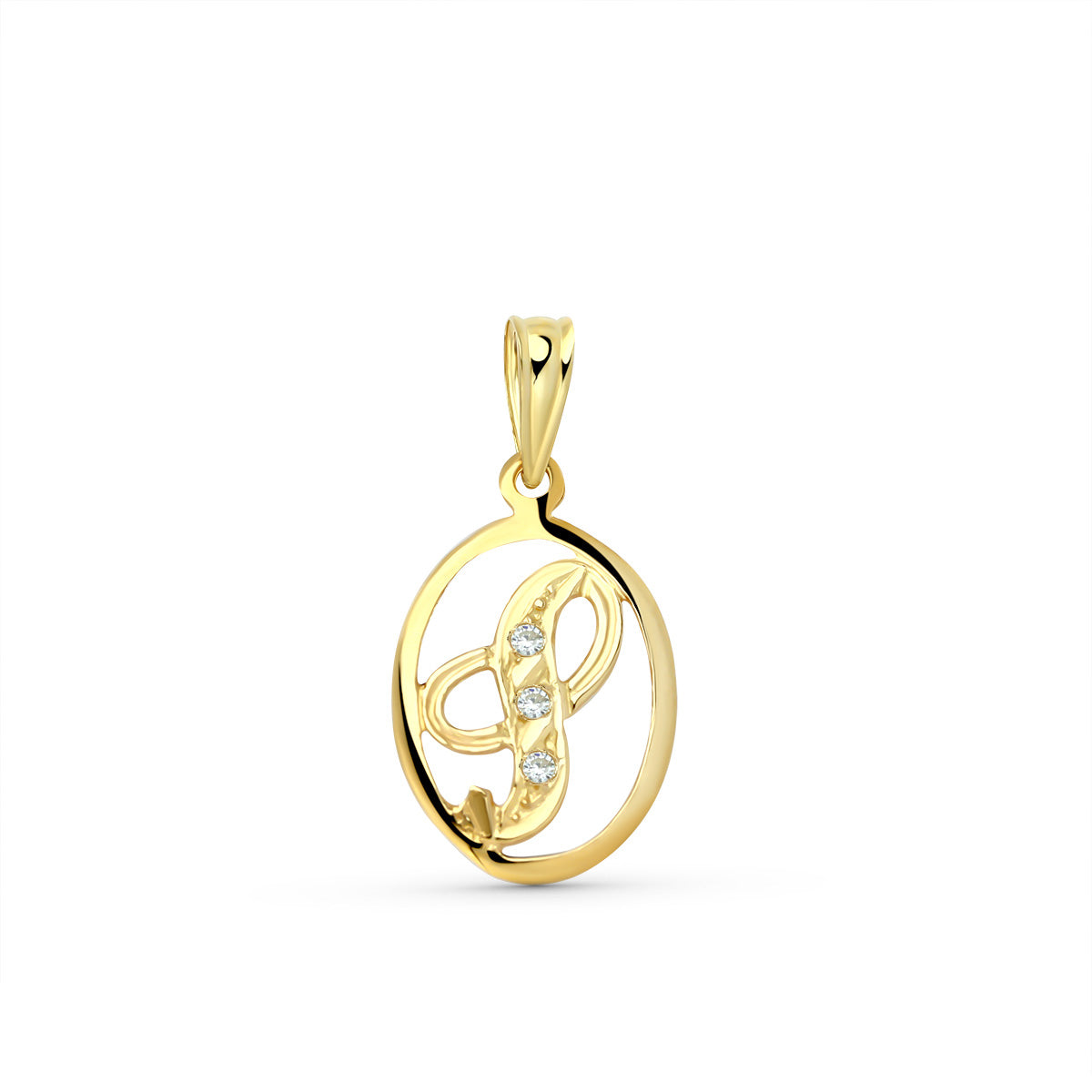 Colgante Letra S con Circonitas de oro amarillo 18K