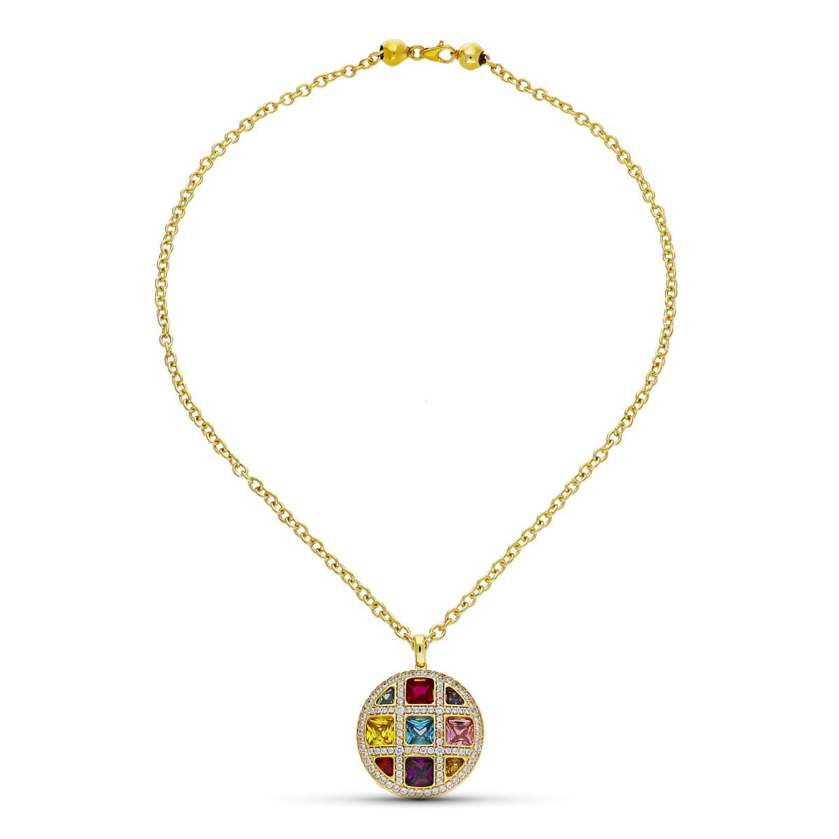 18K COLGANTE ORO AMARILLO PIEDRAS COLOR