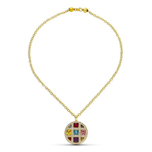 18K COLGANTE ORO AMARILLO PIEDRAS COLOR