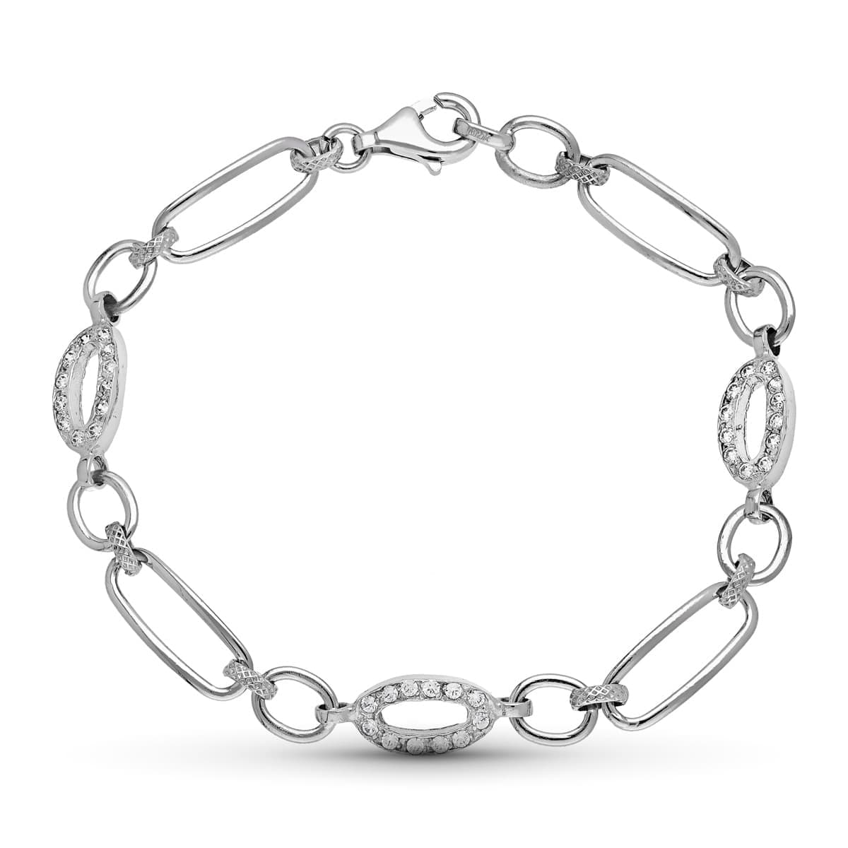 Pulsera y Circonita Longitud 21 cm Peso 6,70 Gr de oro blanco 18K