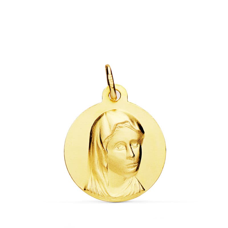 Medalla Maria Francesa 16 mm de oro amarillo 18K