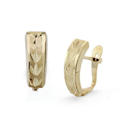 18K PENDIENTES LAPIDADOS ORO AMARILLO 14X5 MM CIERRE CATALÁN