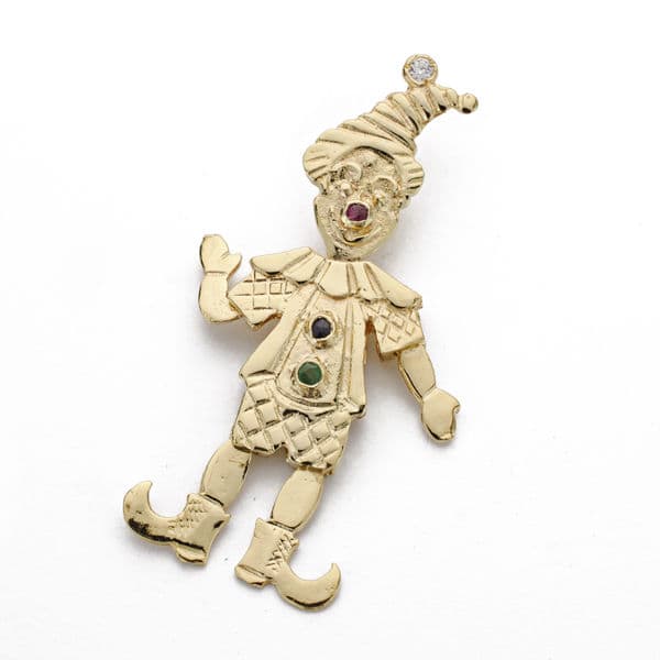 18K COLGANTE PAYASO ARTICULADO ORO AMARILLO. 34X13 MM