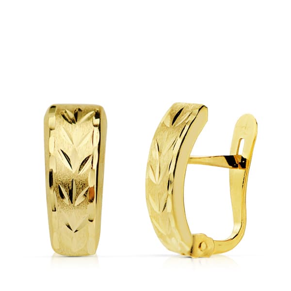 Pendientes Lapidados 12 x 5 mm de oro amarillo 18K