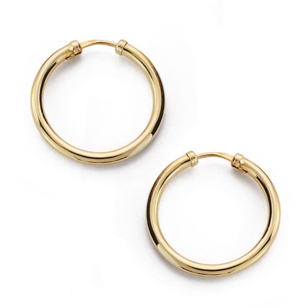 18K AROS ORO AMARILLO DE TUBO . 20X2 MM