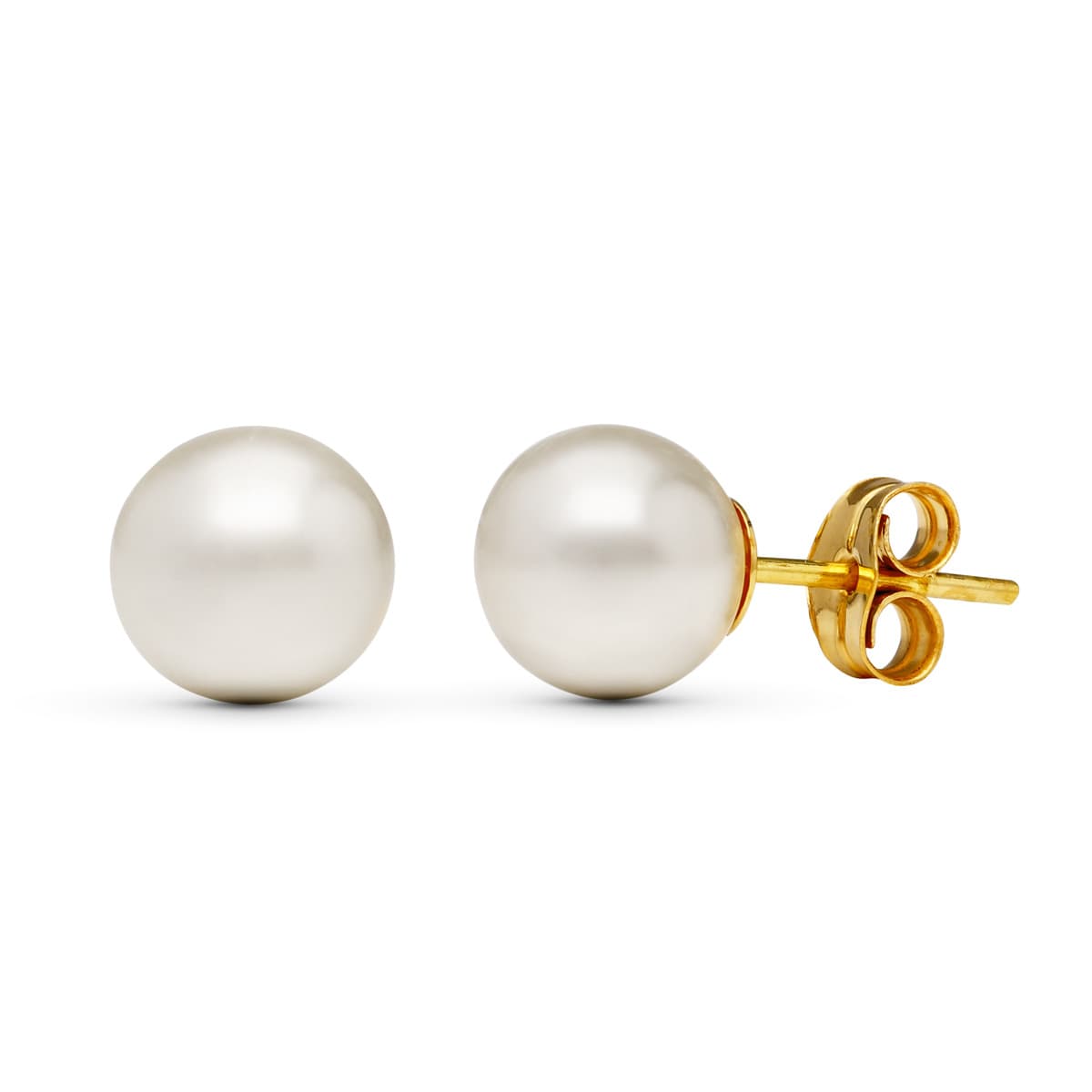 18K PENDIENTES ORO AMARILLO PERLA 6.5 MM CIERRE PRESION