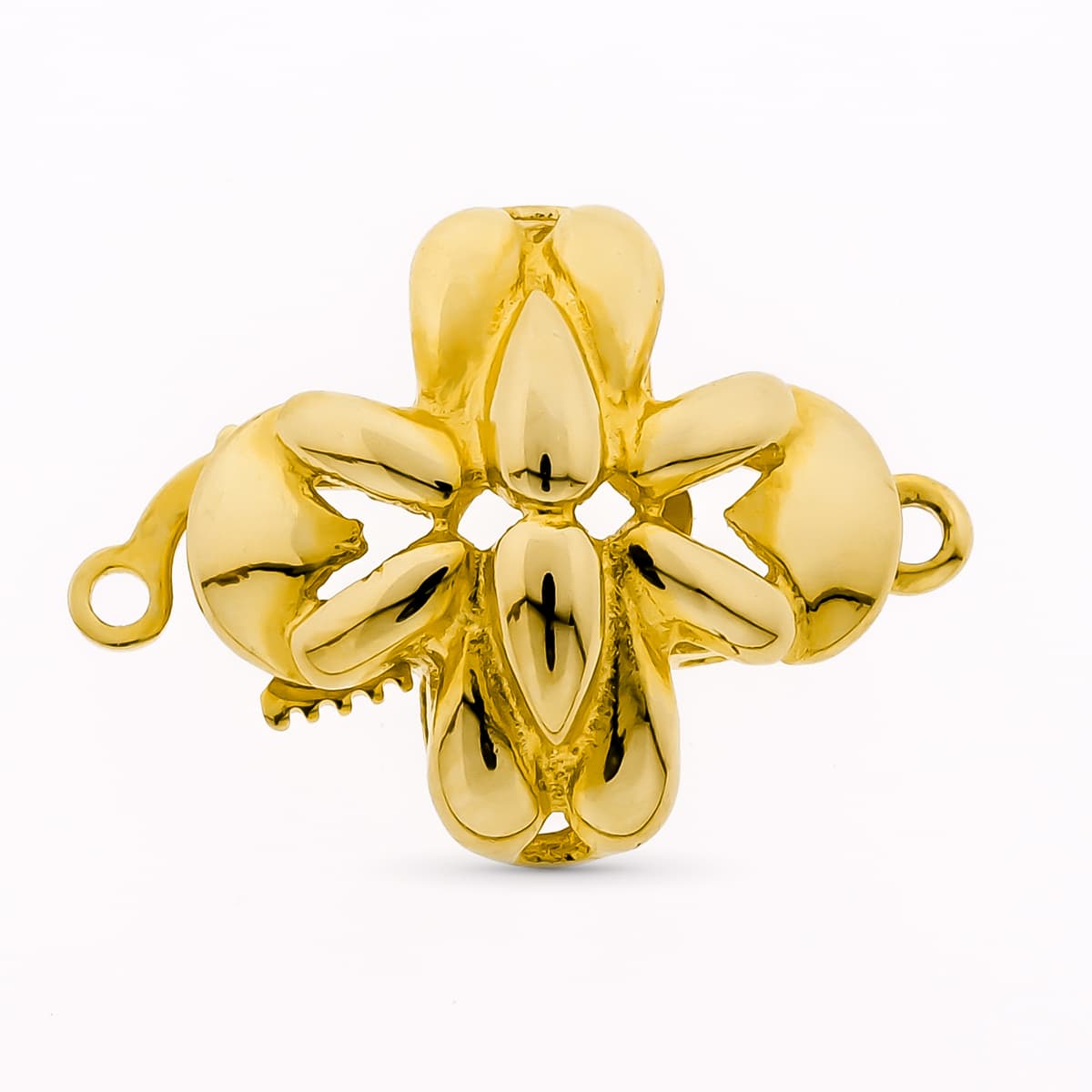 18K FORNITURA CIERRE BROCHE GARGANTILLA 1 VUELTA 10 RAMAS ORO AMARILLO LISO