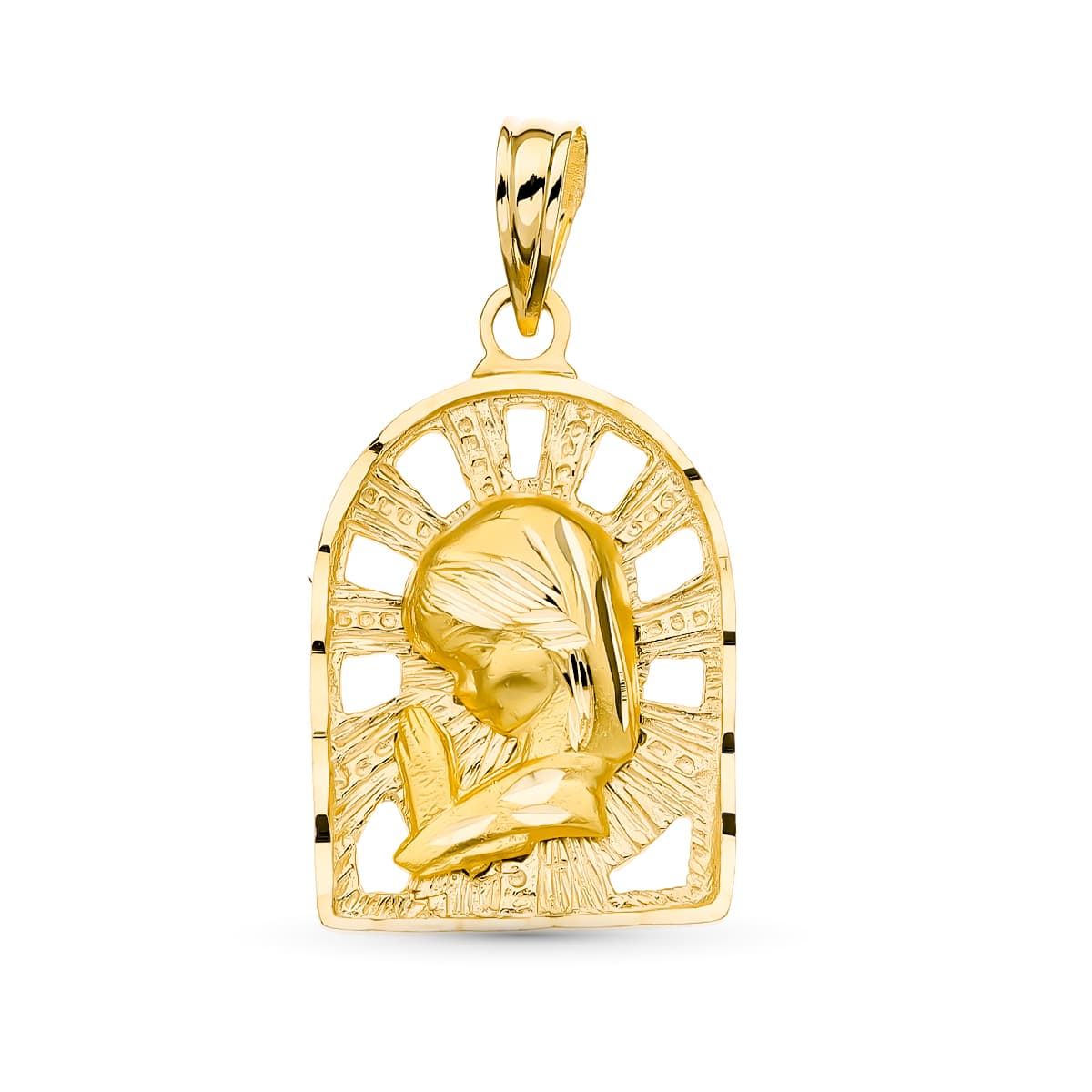 Medalla Virgen Niña 22 x 14 mm de oro amarillo 18K