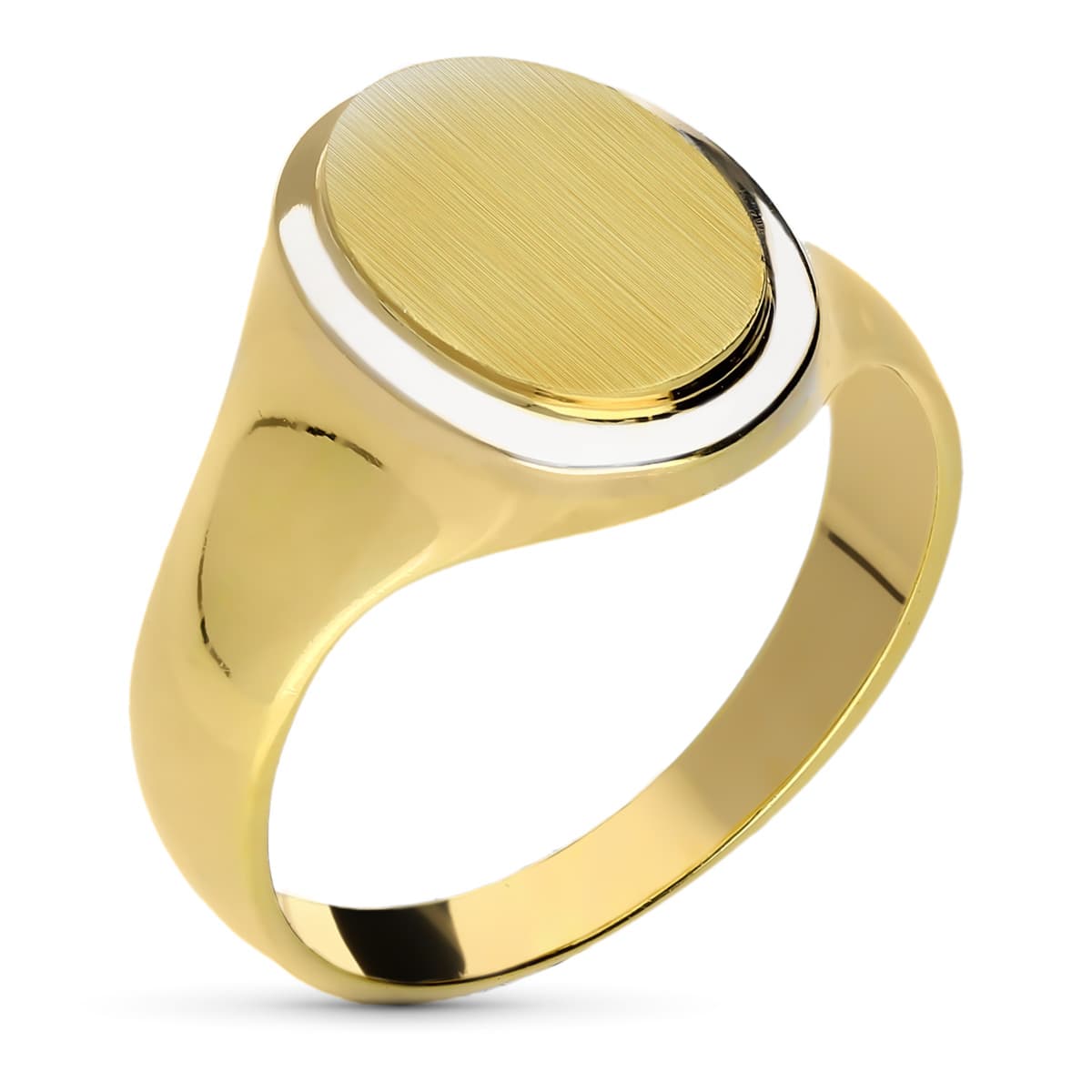 Sello Bicolor Caballero Macizo Oval. Zona Grabado: 15,5 x 12 mm 18K