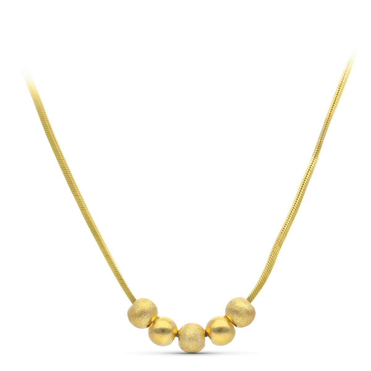 18K GARGANTILLA ORO AMARILLO BOLAS MATE Y BRILLO 45CM