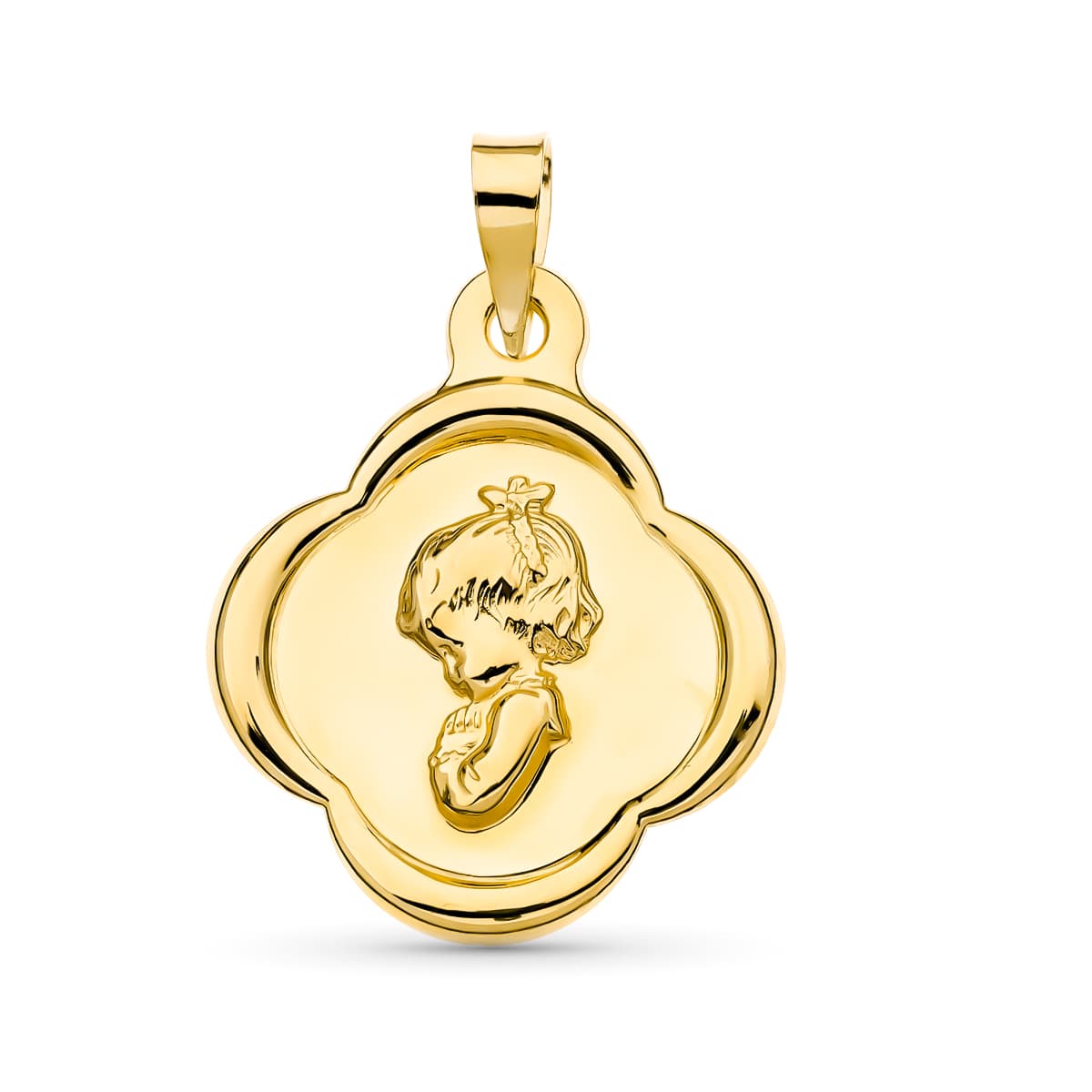 18K MEDALLA ORO AMARILLO VIRGEN NIÑA 23X19 MM