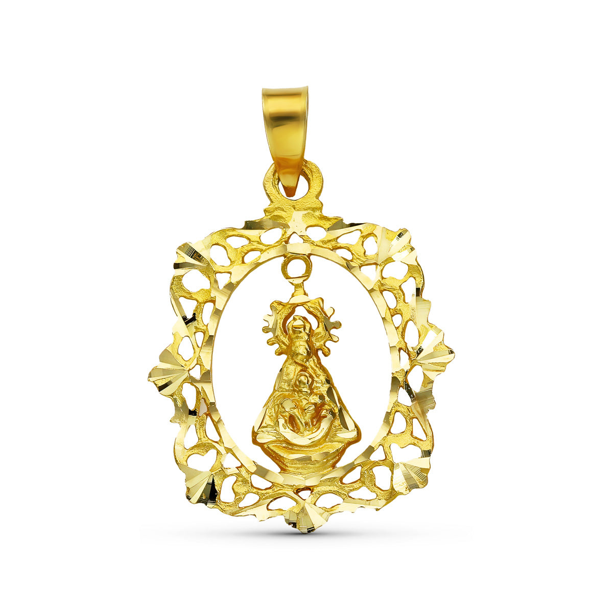 Medalla Virgen de Tiscar Cerco 25 x 20 mm de oro amarillo 18K