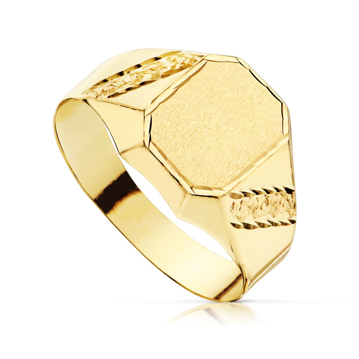 Sello Hueco Cadete Tallado. Ancho Grabado: 8,5 x 7 mm de oro amarillo 18K