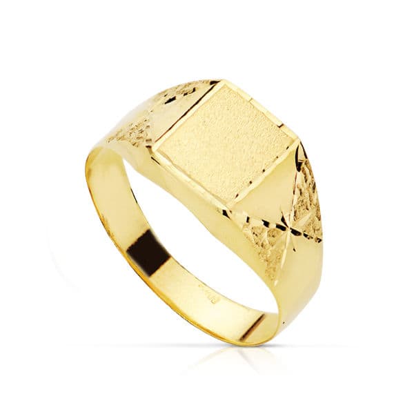 Sello Tallado Hojas Hueco. Zona Grabado: 8 x 6,5 mm de oro amarillo 18K