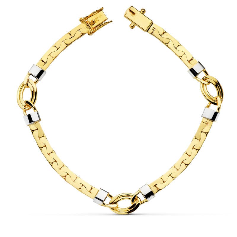 Pulsera Bicolor 19,5 cm 4 mm 18K