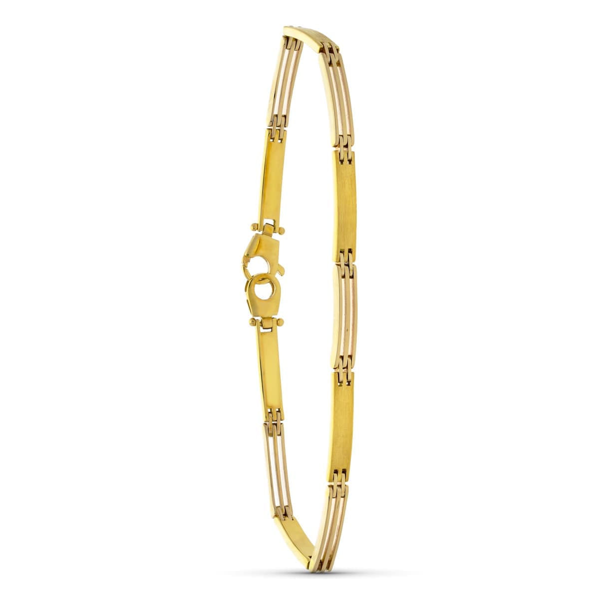 Pulsera Bicolor Barras Mate Longitud 19 cm Ancho 5 mm 18K