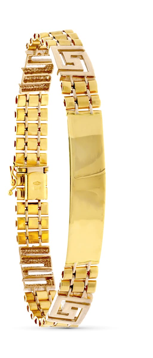 18K PULSERA ESCLAVA HOMBRE ORO AMARILLO HUECA 22 CM ANCHO 10 MM