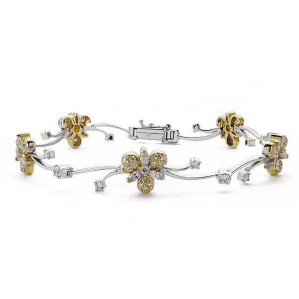 Pulsera Bicolor Circonita Longitud 20 cm Ancho 10 mm 18K