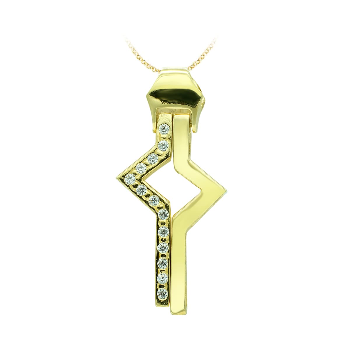 Cruz Circonita 31 x 14 mm de oro amarillo 18K