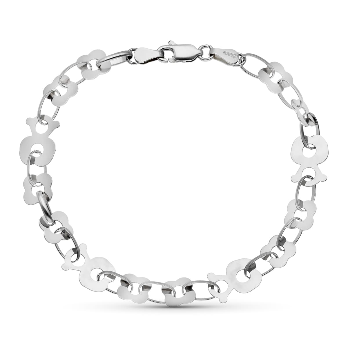 Pulsera Eslabones Osos 19 cm de oro blanco 18K