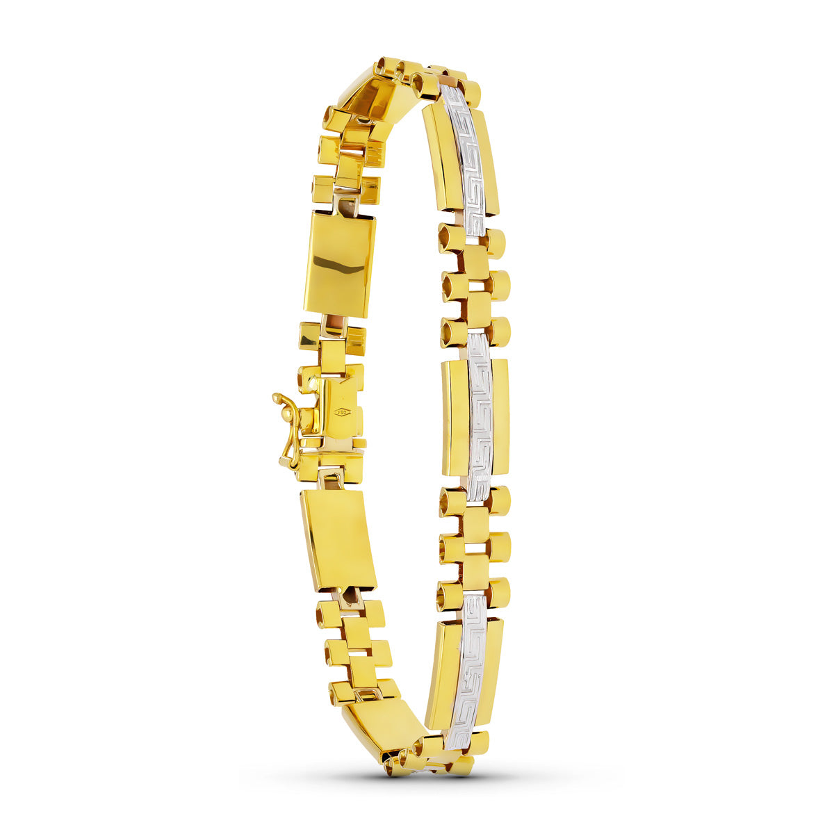 Pulsera Bicolor Caballero 19 cm Ancho 8 mm 18K