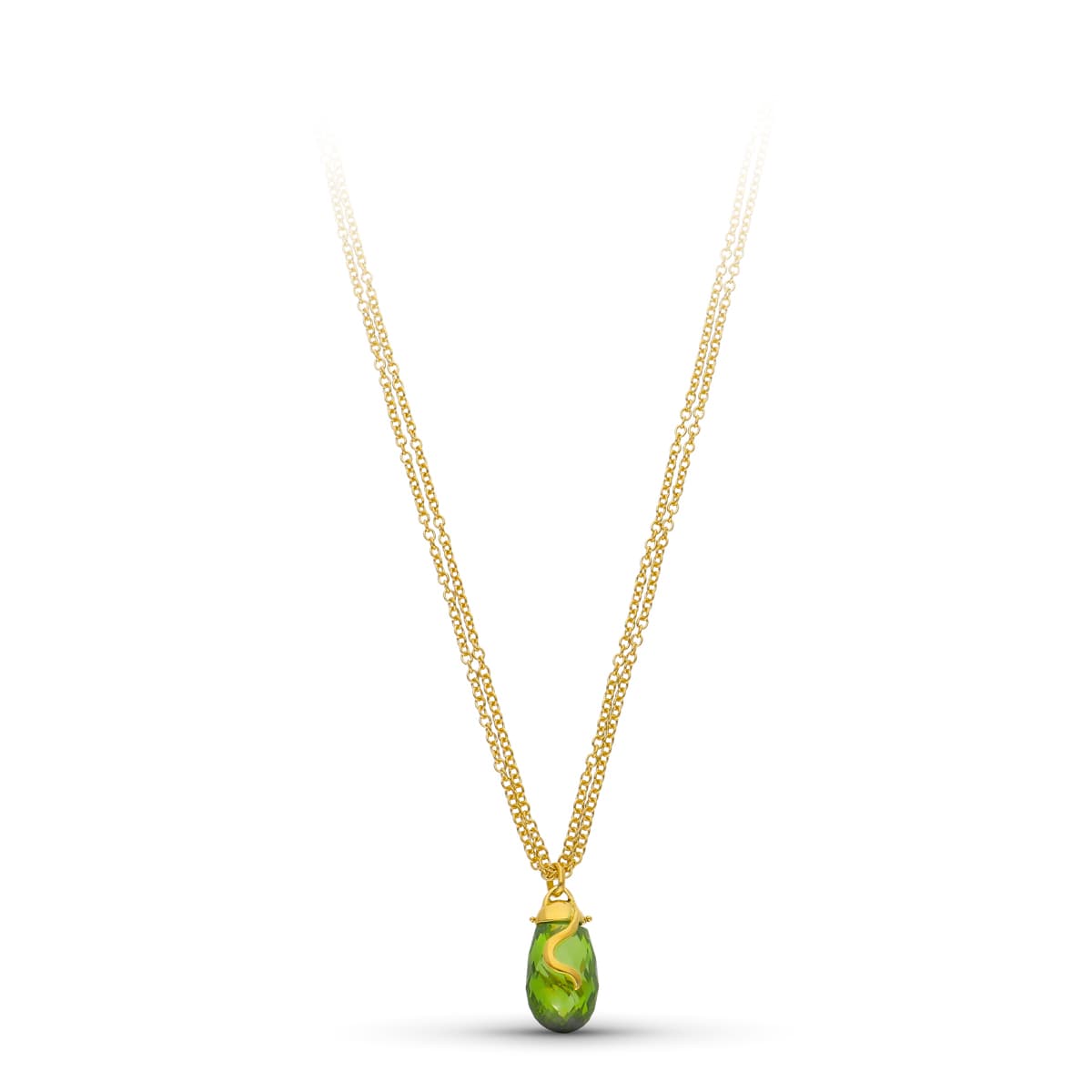 18K GARGANTLLA ORO AMARILLO PIEDRA VERDE 45CM