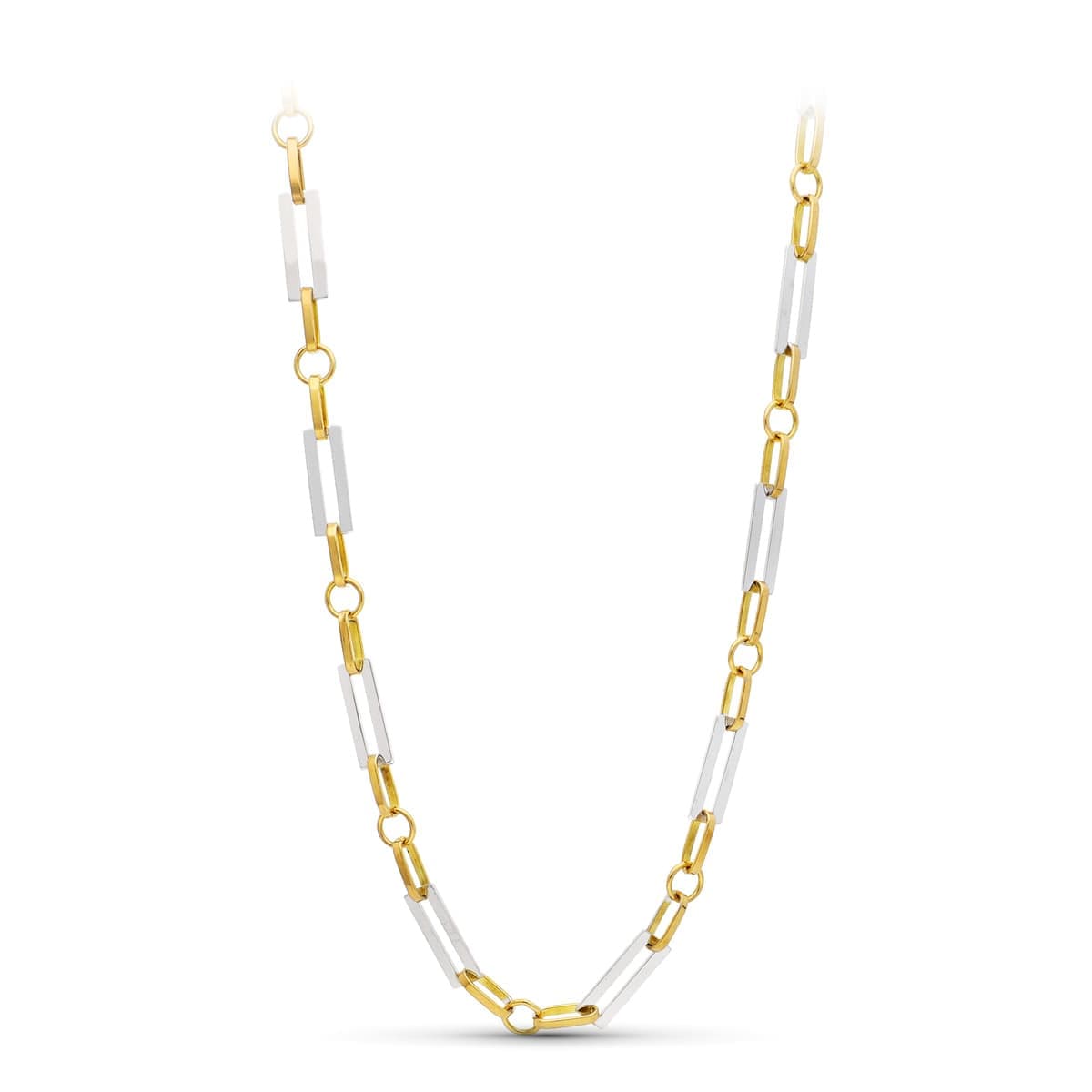 18K GARGANTILLA ORO BICOLOR ESLABONES RECTANGULARES 50CM