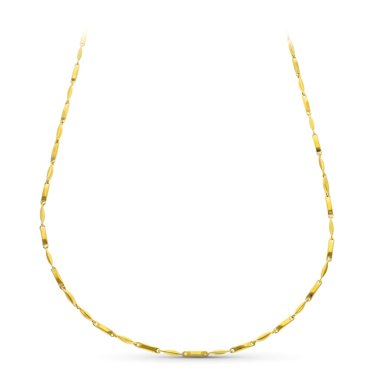Cadena Tramos Hueca 60 cm 2,5 mm de oro amarillo 18K