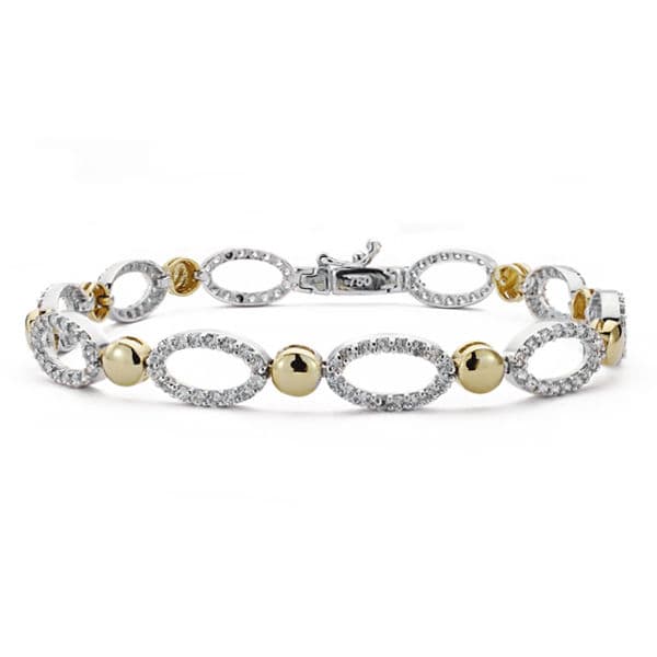 Pulsera Bicolor Circonita 19 cm Ancho 10 mm 18K