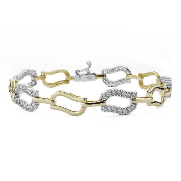 Pulsera Bicolor Circonita 19 cm Ancho 12 mm 18K