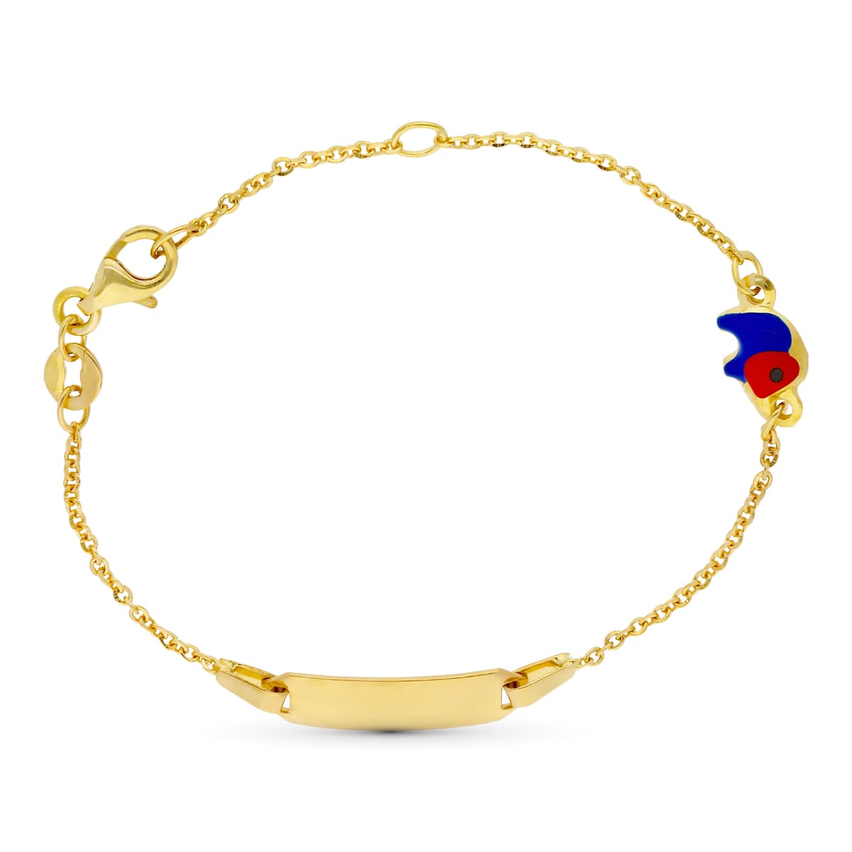 18K ESCLAVA ORO AMARILLO ELEFANTE ESMALTE 16CM