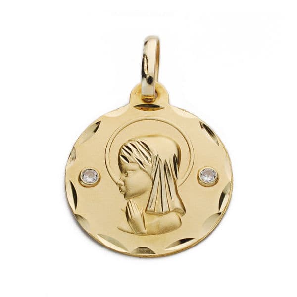 Medalla Virgen Niña 18 mm de oro amarillo 18K