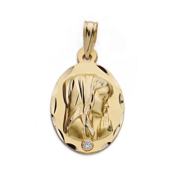 Medalla Virgen Niña 22 x 14 mm de oro amarillo 18K