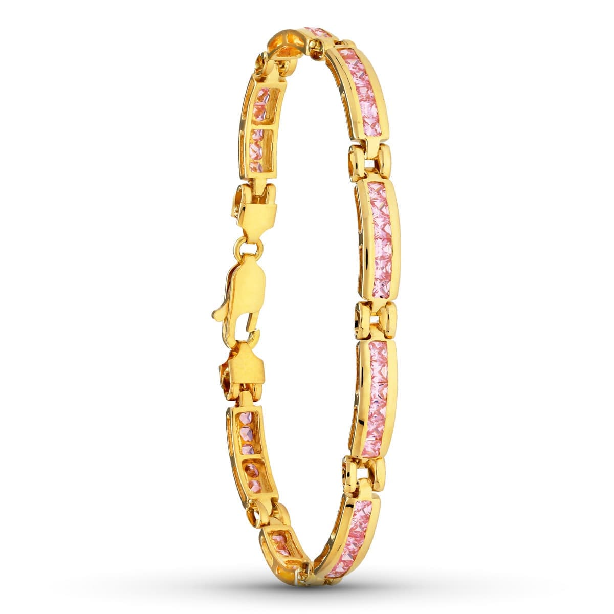 Pulsera Tramos Piedras Rosa de oro amarillo 18K