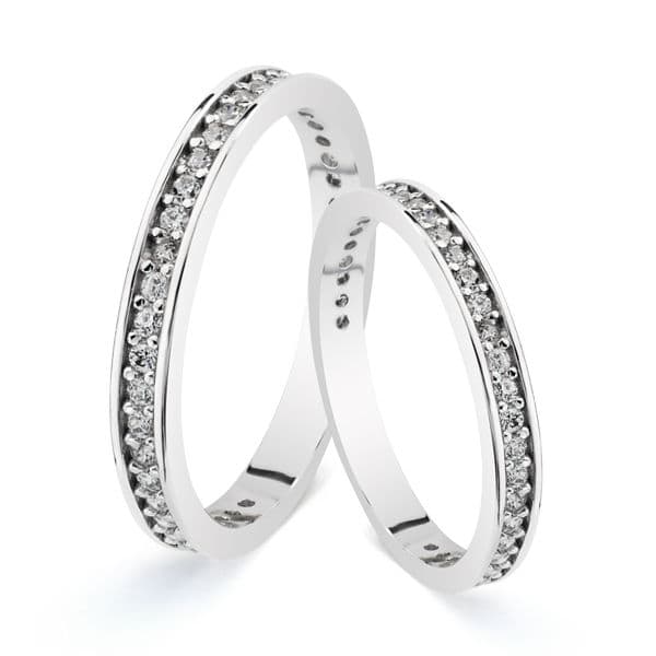 18K MEDIA ALIANZA ORO BLANCO CIRCONITA CLAVADA 2,5 MM