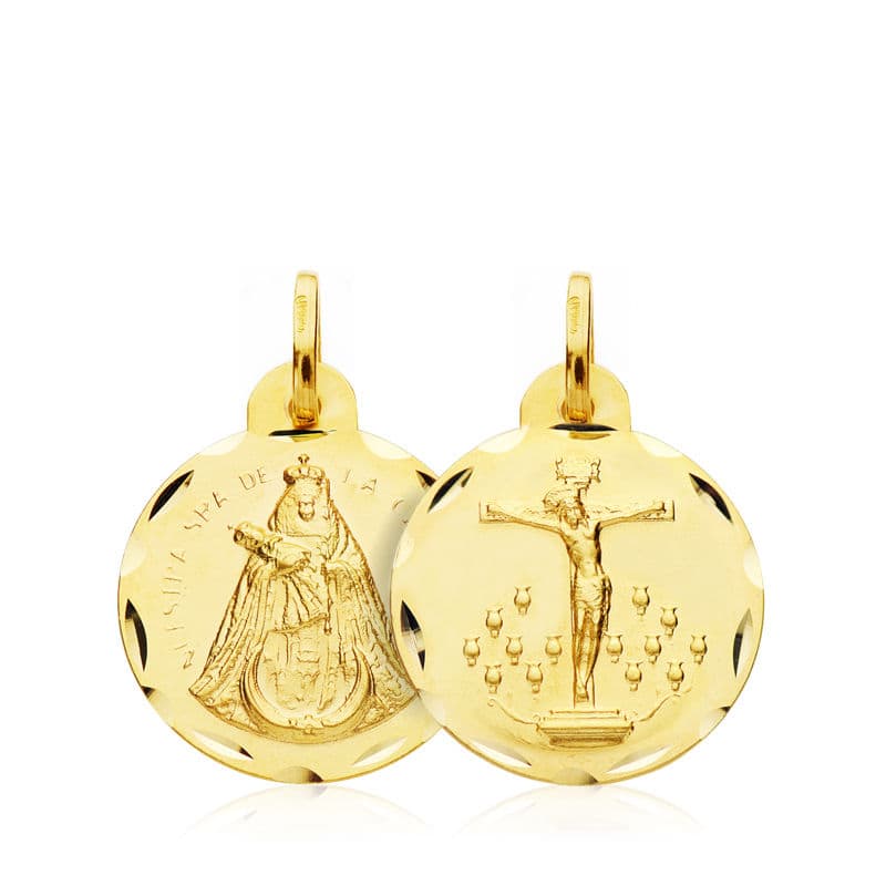 Escapulario Cristo de la Laguna Virgen de la Candelaria 16 mm de oro amarillo 18K