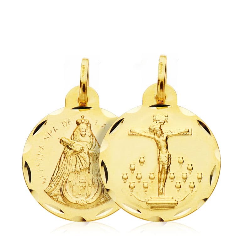 Escapulario Cristo de la Laguna Virgen de la Candelaria 20 mm de oro amarillo 18K