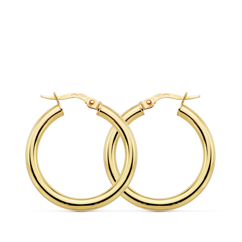 Aros Redondos Huecos 26 x 3 mm de oro amarillo 18K