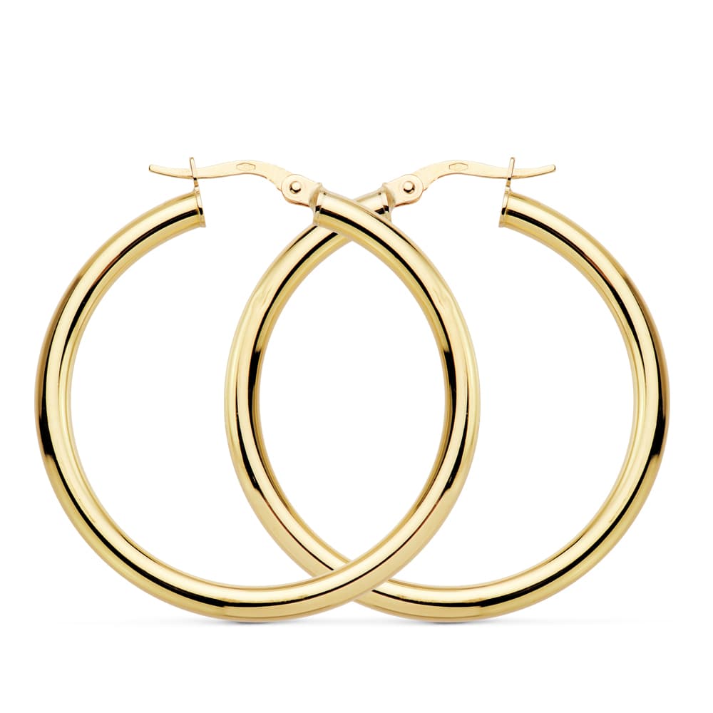 Aros Redondos Huecos 35 x 3 mm 3.45grs 18K