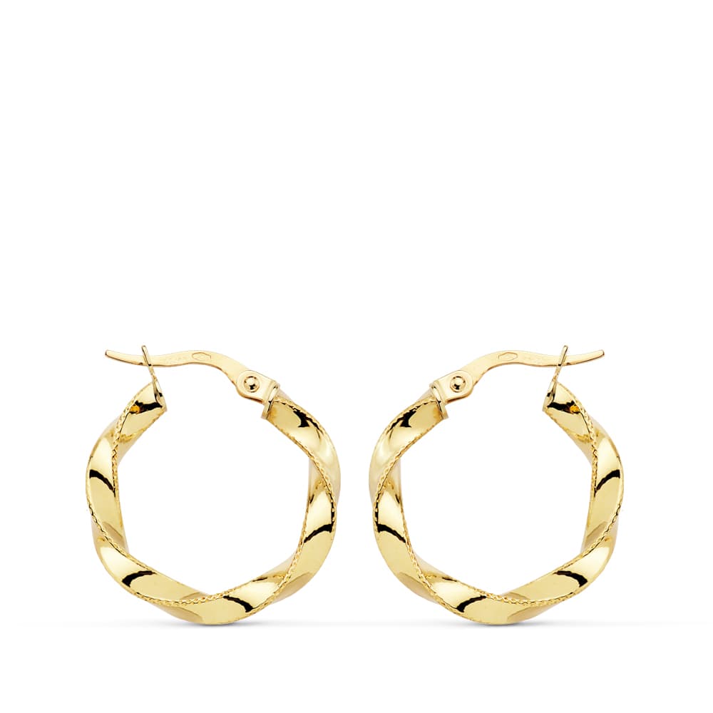 18K AROS ORO AMARILLO RELIADOS HILO 21X3 MM