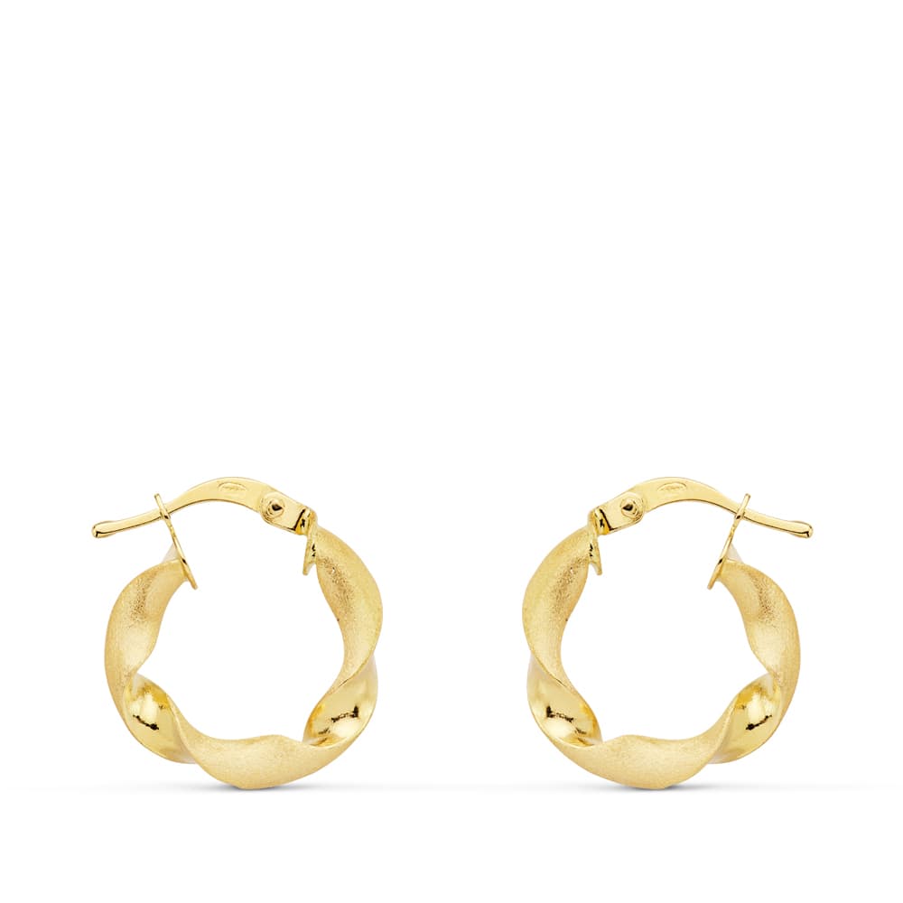 Aros Mate y Brillo Huecos 17 mm de oro amarillo 18K