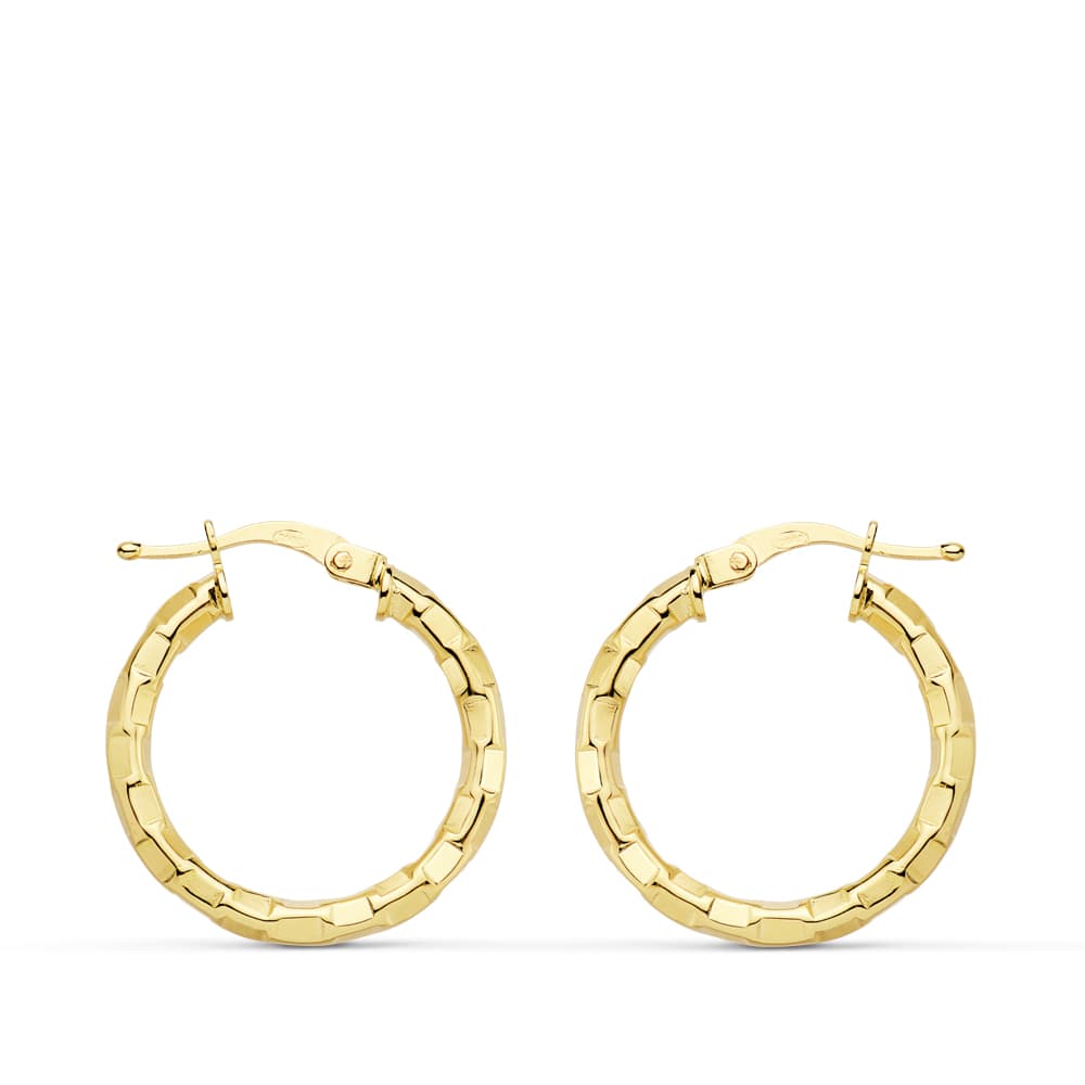 18K AROS ORO AMARILLO HUECOS CUADRADOS 20X2 MM